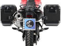 Hepco & Becker Sidecarrier Cutout stainless steel + Xplorer sideboxes, Black - BMW F650 GS / F700 GS