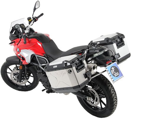 Hepco & Becker Sidecarrier Cutout stainless steel + Xplorer sideboxes, Silver - BMW F 800 GS
