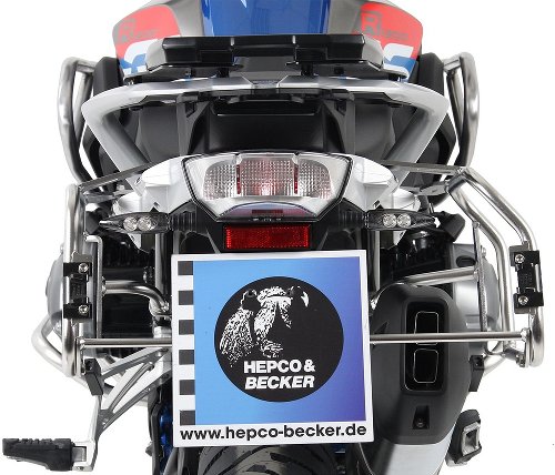 Hepco & Becker Sidecarrier Cutout stainless steel + Xplorer sideboxes, Silver - BMW R1200GS LC