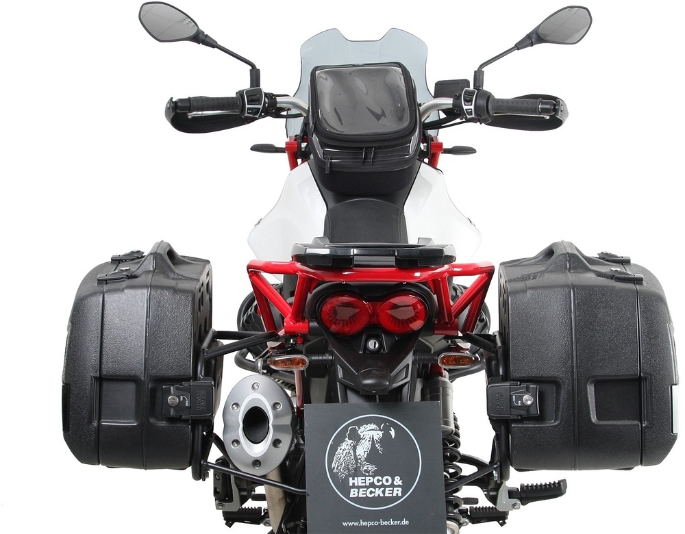 From 2019 Moto Guzzi V85 TT Asymmetric Pannier Frames Black BY HEPCO & BECKER 