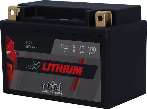 intAct Bike-Power Lithium 9 HJTX9-FP , 12,8V 3 AH  (c10), 180 A CCA Achtung! Zum Laden dieser Batter