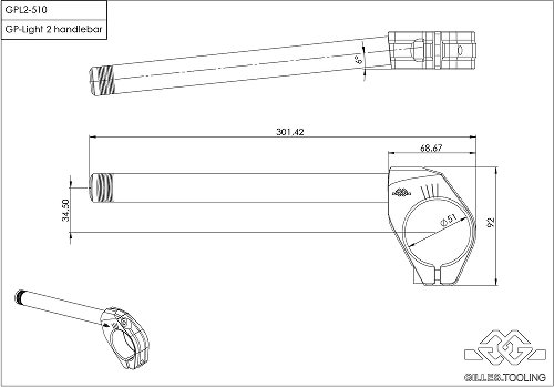 Gilles Clip on handlebar kit GP-Light 2 510, black - universal useable