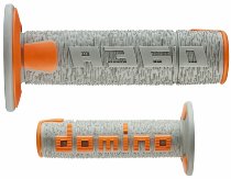Domino Hand grip rubber kit off road A360 grey-orange - 22/26mm handlebars