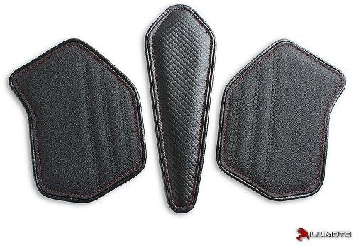 Luimoto Fuel tank pad kit black-red - Ducati V4 Streetfighter, Panigale R, S, SP, Speciale