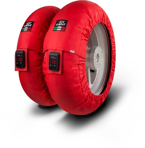 Capit couverture chauffante pour pneu XXL ´Suprema Vision´ -avant ≤125-17, arrière ≥200/55-17, rouge